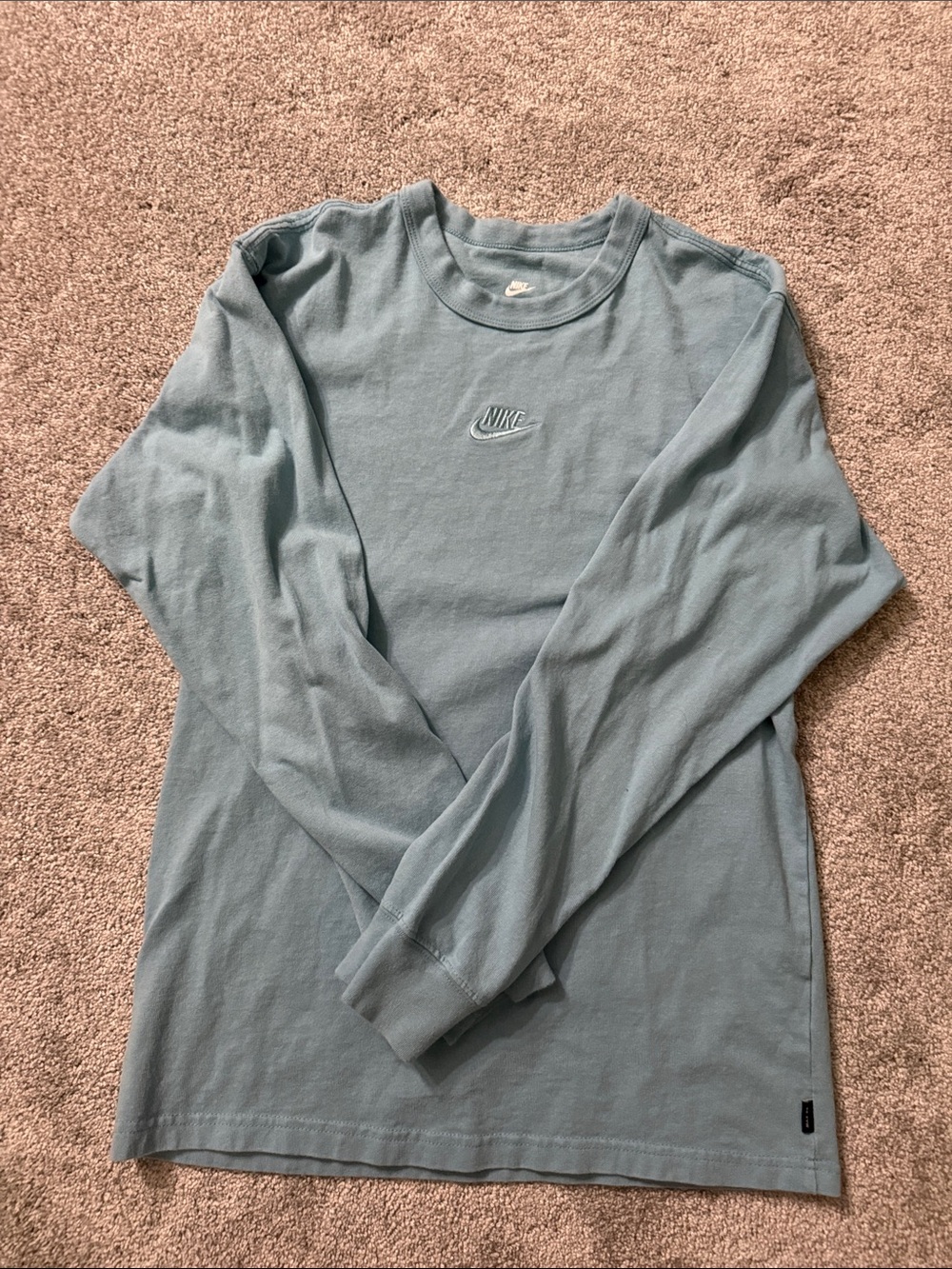 Nike Men's Long Sleeve Crew Tee in Light Blue